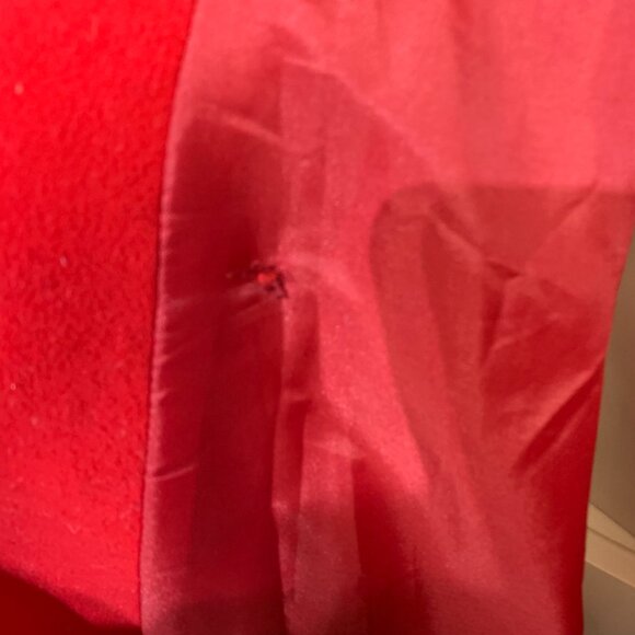 Vintage 90s Red Wool Cashmere Long Overcoat Double Breasted Belted Trench Coat - Picture 11 of 16